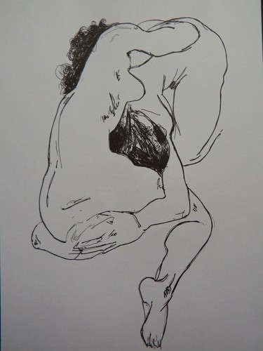 Black pen ink drawing - ink,