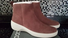 Ecco Soft 7 Slip-On Side-Zip Ankle Wedge Boots, Chocolate, UK 6.5-7 /EU 40  £140
