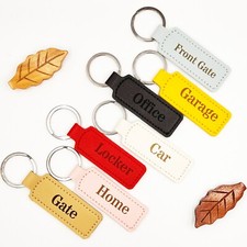 Personalized Leather Keychain Custom Engraved Key Ring Gift for Him Her Birthday