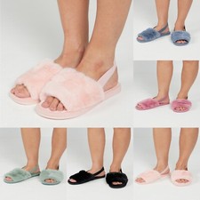 Womens Fluffy Fur Warm Sliders