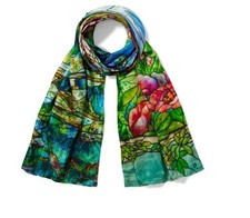 Metropolitan Museum of Art, L.C. Tiffany "Garden Lanscape" 72" Silk Scarf, NEW