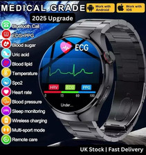 UK 2025 New Medical Grade Smart Watch Blood Pressure Oxygen Heart Rate Bluetooth