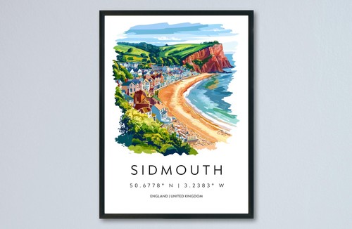 Sidmouth watercolor poster - sidmouth,