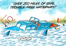 Picture Postcard, 250 Miles of Trouble-Free Waterway, Boating Holiday (Humour)