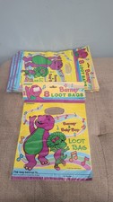 Vintage 1992 Barney & Baby Bop Loot Bags – 12 Sealed Packs (96 Total Bags) –...