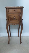 Antique French Walnut Marble Cupboard Cabinet Nightstand (Delivery Available 🚚)