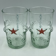 2x Heineken Silver Embossed Logo Half Pint Glasses 4.5” Tall • Man Cave/Home Bar