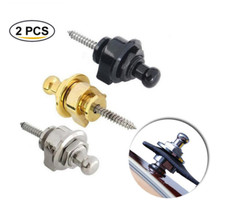 2PCS Guitar Strap Lock Security Metal Button For Electric Acoustic Bass