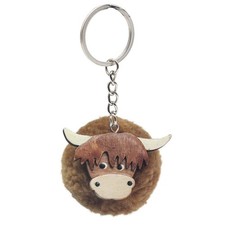Highland Cow Pom Pom Keyring