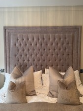 LARGE HIGH PADDED WALL HEADBOARD 1.98M HIGH X 1.83M WIDE PLUSH GREY