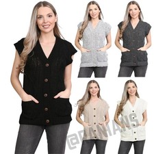 Womens Sleeveless Button Cable