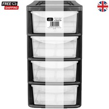 Black drawer plastic tower - black,