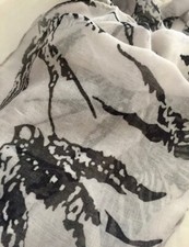 White lightweight Summer Scarf With Swallows Print New shawl beach wrap