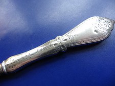 antique Victorian hallmark SILVER daisy flower button hook -C759