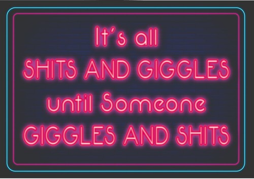 Funny shits giggles metal sign - shits,