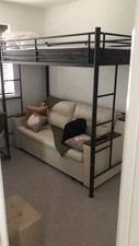 Metal Bunk Bed, 2 Ladders Loft Bed Frame with Mattress - Black