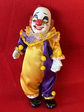 Vintage Porcelain and cloth Windup Clown  12” Musical mechanical Clown