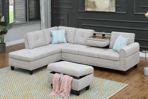 Shaped linen sectional - l-shaped,