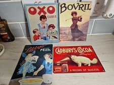 Four Metal Reproduction Advertising Signs Coke Kitchen Bovril Oxo Retro Kitsch