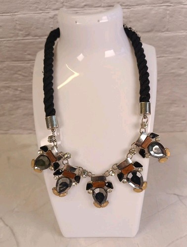 Black corded statement bib - black,