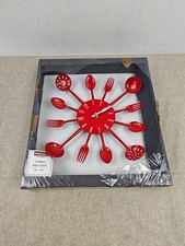 Murale Red Cutlery Design Wall Clock Made Of High Quality Metal Material