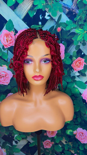 Red braided bob synthetic 6 - braided,