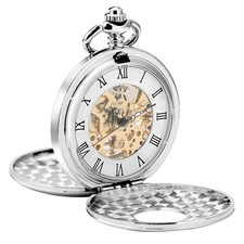 Silver Pocket Watch Double
