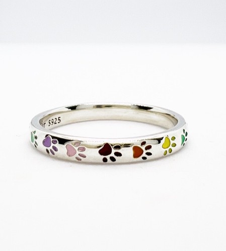 Colourful paw print - colourful, ring