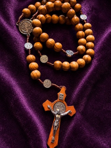 Catholic rosary beads wooden - catholic,