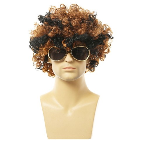 Men long curly synthetic wig - men's,