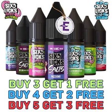 Six Licks Vape Juice e liquid 10/20 mg Pod Kit Nic Salts 10ml 50/50 VG/PG SALE