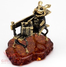 Solid Brass Amber Figurine of