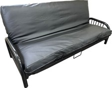 Black Leather Vinyl Full Futon Cover, Mattress Slipcovers, Bed Encasement
