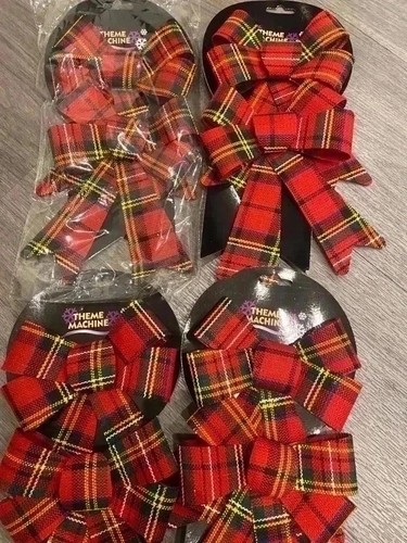 Large tartan bows 14cm tree - 8,