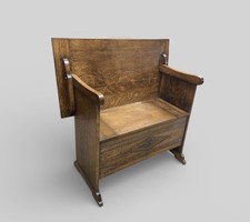 Antique oak Monks bench