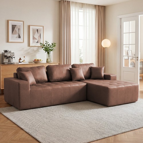 108 faux leather - 108", l-shape