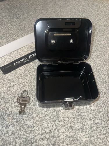 Black metal cash box lockable - metal,