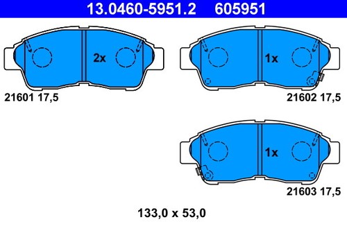 Brake pad set - pad, ate