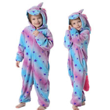 UK Fleece Kids Girls Unicorn 1Onesie Cosplay Costume Pyjamas NightwearJumpsuit