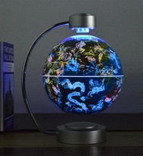 8″ Floating Globe Magnetic Levitation Rotating World Map Globe With LED Light UK