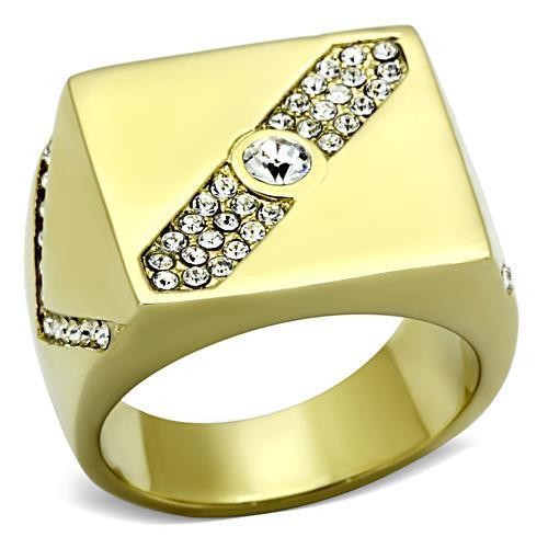 Mens gold ring - pinky, cz