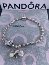 NEW Genuine Pandora S925 Beads &Pave Bracelet Ale Sterling Silver with 2 charms