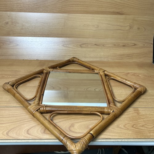 Vintage rattan bamboo mirror - ,