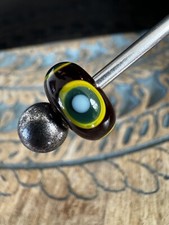 trollbeads Green Eye  Glass Bead Long Retired Pre 2008