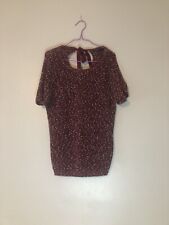 Esmara size 14 16 maroon white flecked open knit jumper like top - short sleeves