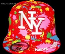 Ny splash red fitted cap, flat