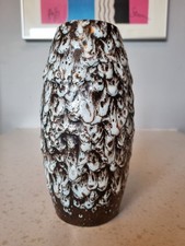 Scheurich Fat Lava West German vase  bronze dripping white glaze 20cm