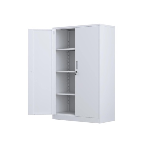 White metal cupboard lockable - white,
