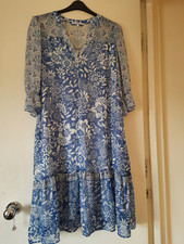 Tall Next Blue Floral Womens Dress Size 14UK/T