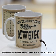 Amateur Ham Radio CW Morse Code Telegraphy Callsign Personalised Gift Mug